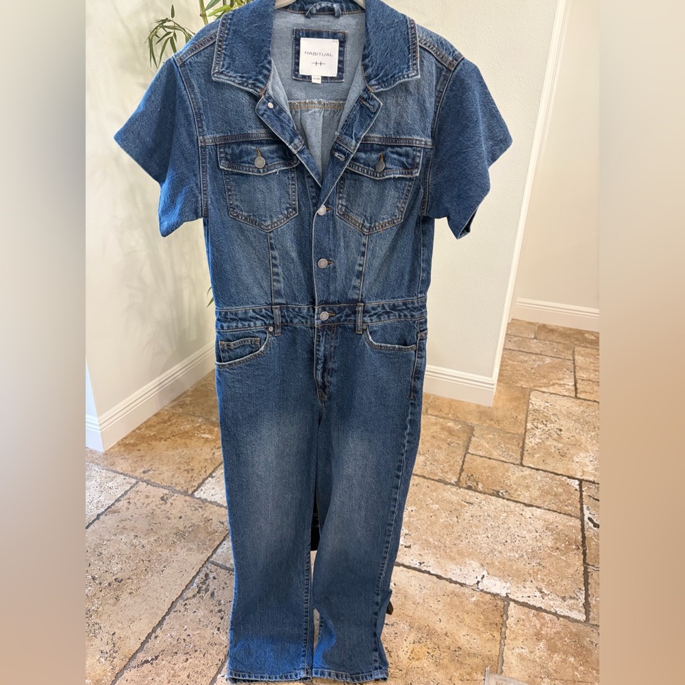 Blue Denim Short Sleeve Romper